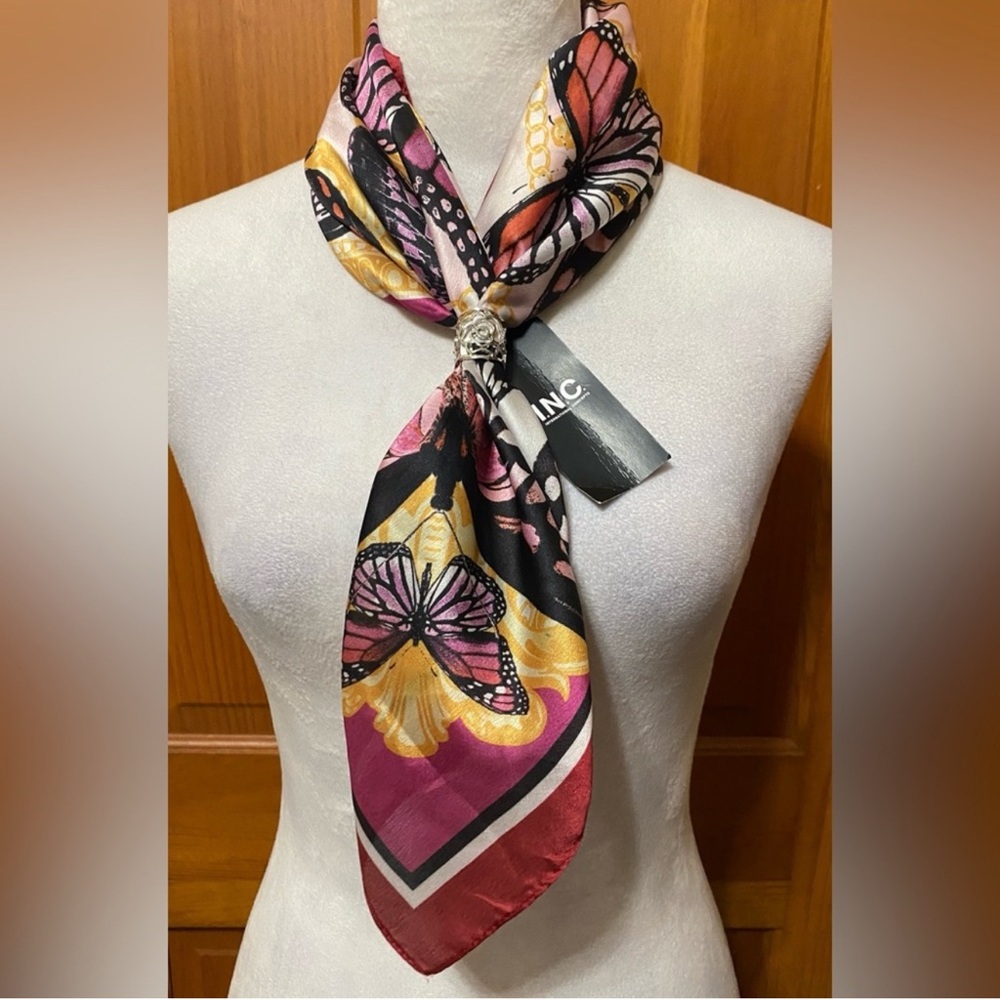 NWT I.N.C International Concepts Butterfly Scarf w/scarf holder